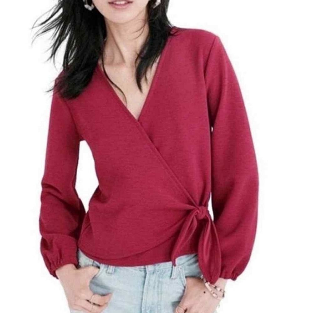 Madewell Texture & Thread Crepe Wrap Top, size S